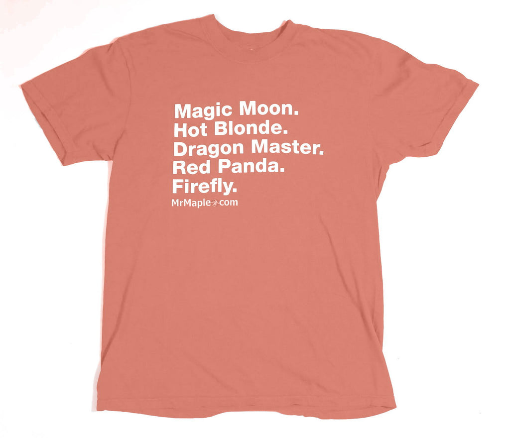 T-Shirt - 'Cultivars' - Peach & White Wording — Mr Maple │ Buy