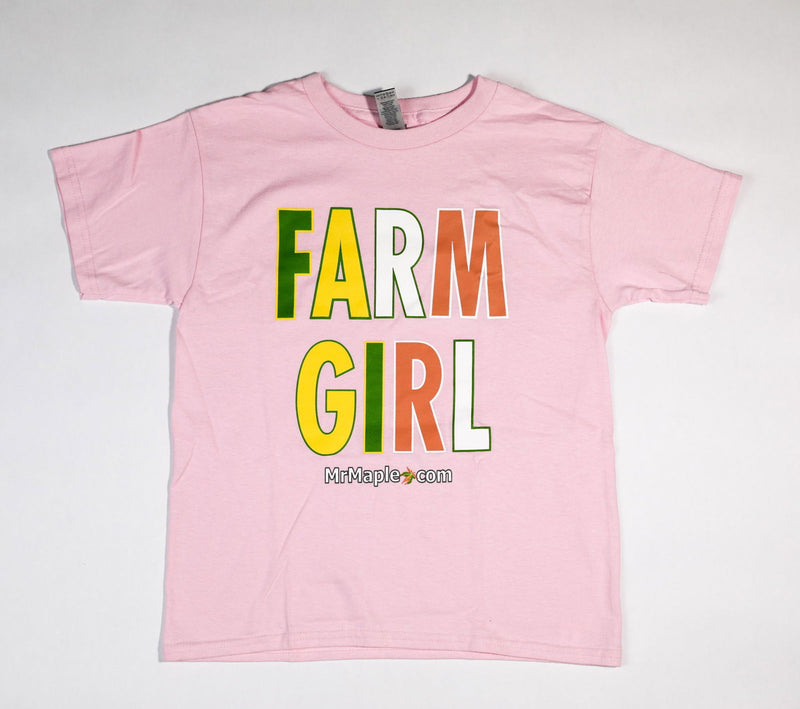 - T-Shirt - 'Farm Girl' - Pink Green & Yellow & Terracota Wording - Mr Maple │ Buy Japanese Maple Trees